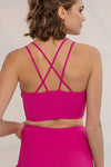 Pink Ribbed Sports Bra
