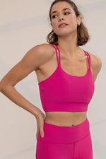 Pink Ribbed Sports Bra