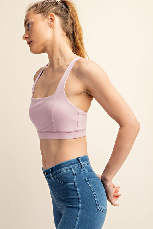 Mauve  Peony Crossback Sports Bra