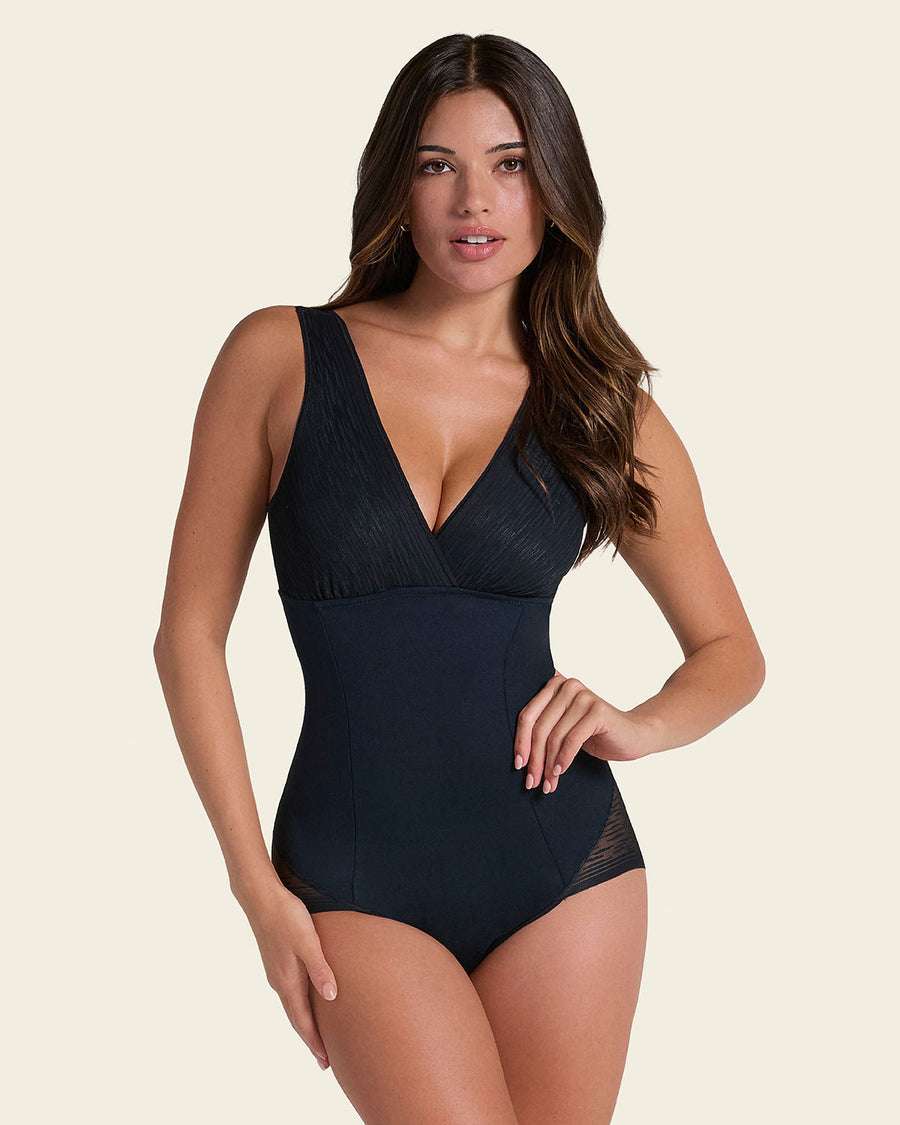 Sheer Boldly Sheer Stripe Detail Sculpting Bodysuit