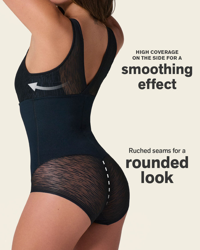 Sheer Boldly Sheer Stripe Detail Sculpting Bodysuit