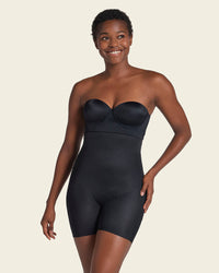 Leonisa Strapless Sculpting Step-in Body Shaper with Short Bottom Black