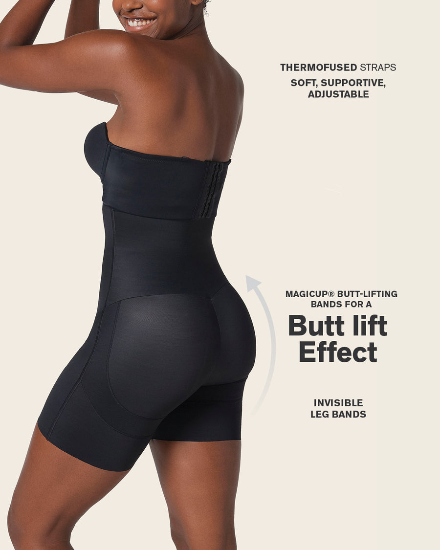 Leonisa Strapless Sculpting Step-in Body Shaper with Short Bottom Black