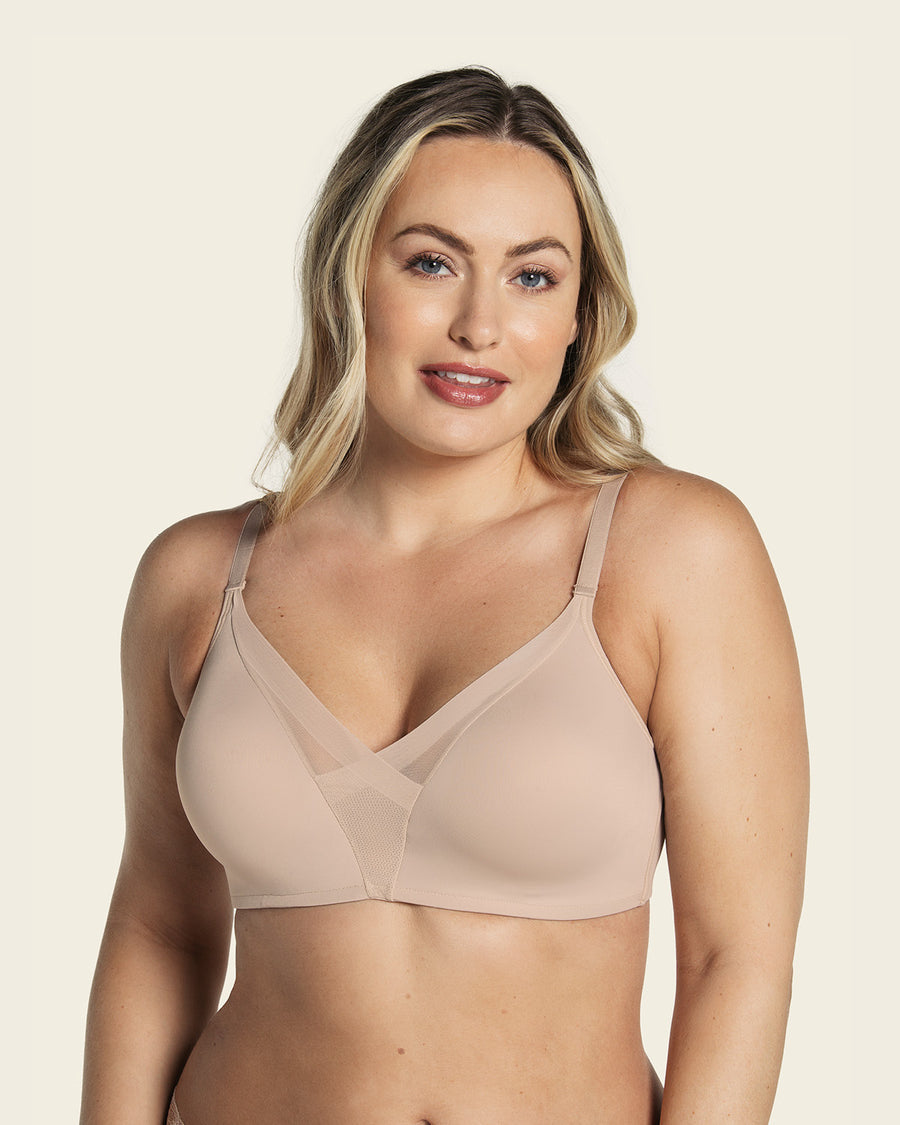 Wireless Push Up Bra Beige