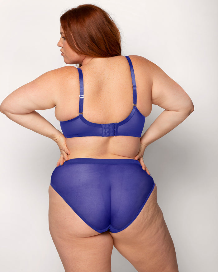 Sheer Mesh Plunge T-shirt Bra Cosmic Blue