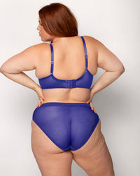 Sheer Mesh Plunge T-shirt Bra Cosmic Blue