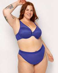Sheer Mesh Plunge T-shirt Bra Cosmic Blue
