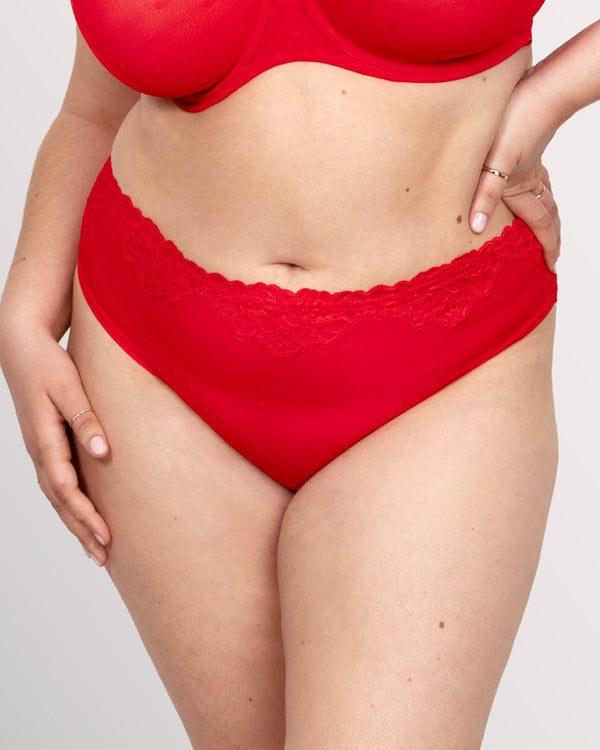 Curvy Couture Sheer Whisper High Cut Brief Diva Red