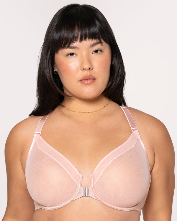 Sheer Mesh Plunge Front Close Racerback