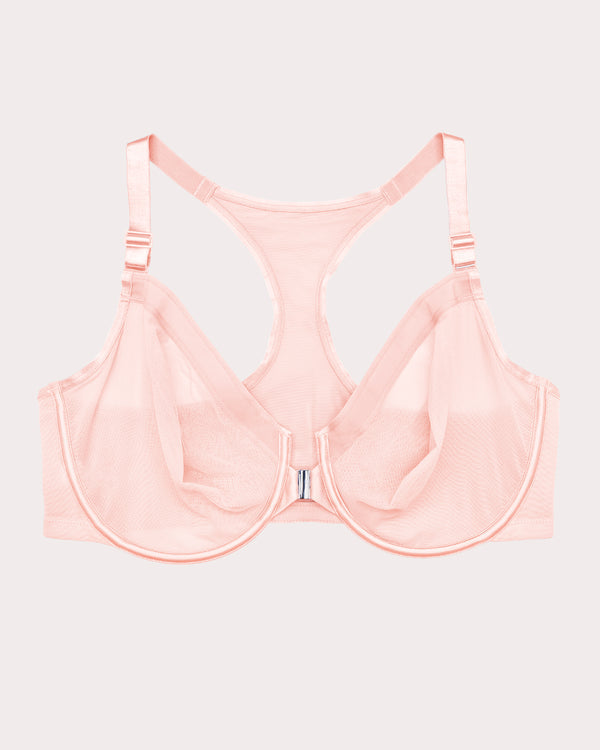 Sheer Mesh Plunge Front Close Racerback