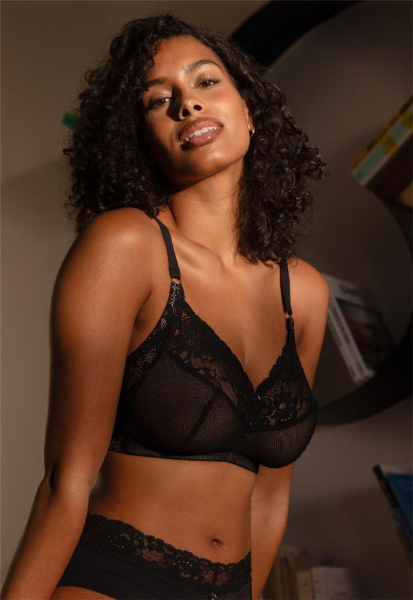 Ayla Wire-Free Bra-Black/Sand