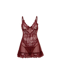 Lacey Babydoll Set Zinfandel