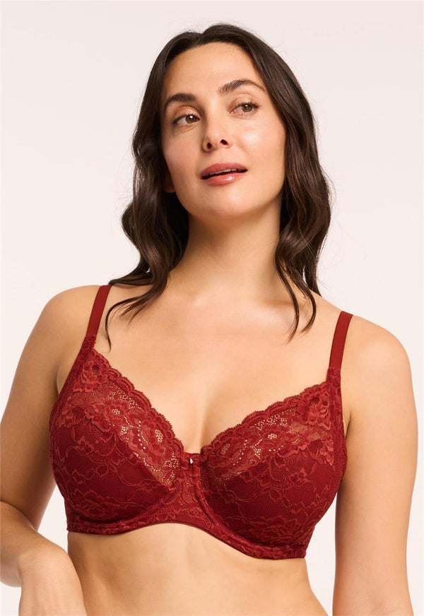 Montelle Muse Full Cup Lace Bra- Chili