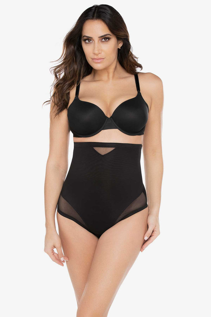 Sheer Extra Firm Hi-Waist Thong Black