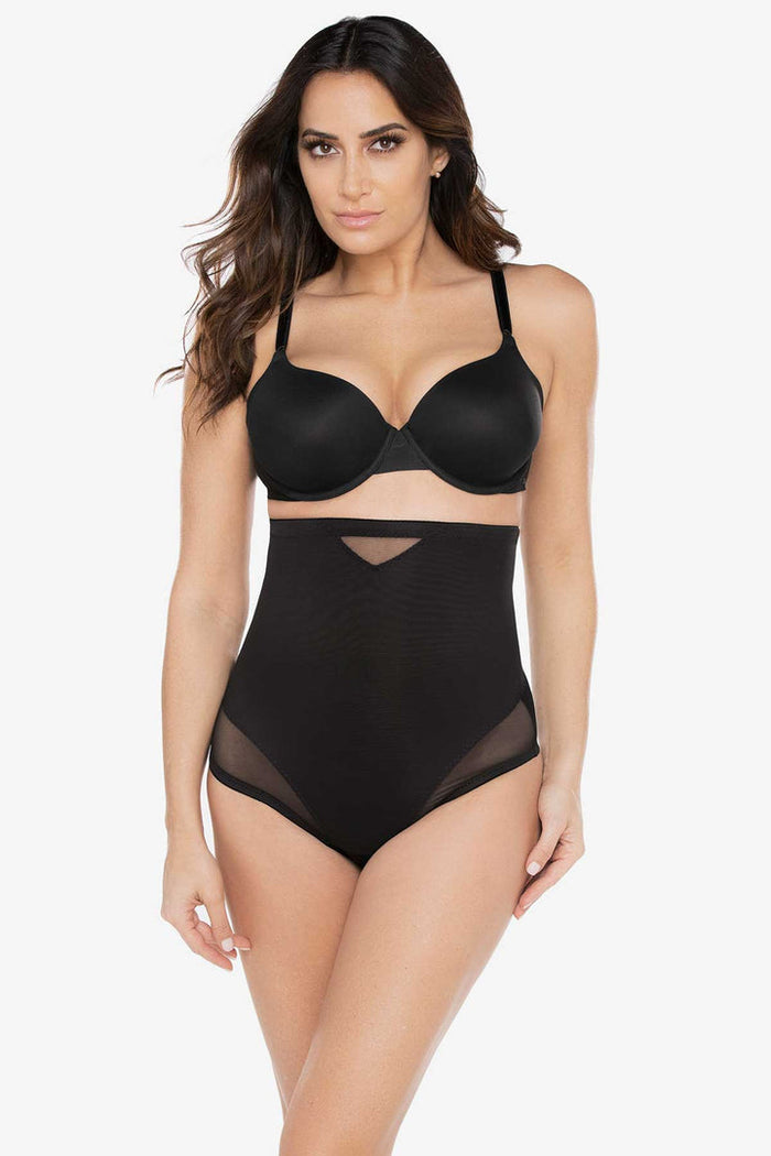 Sheer Extra Firm Hi-Waist Thong Black