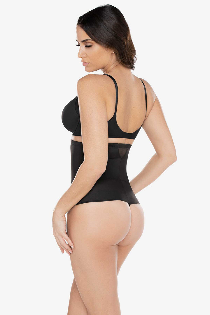 Sheer Extra Firm Hi-Waist Thong Black