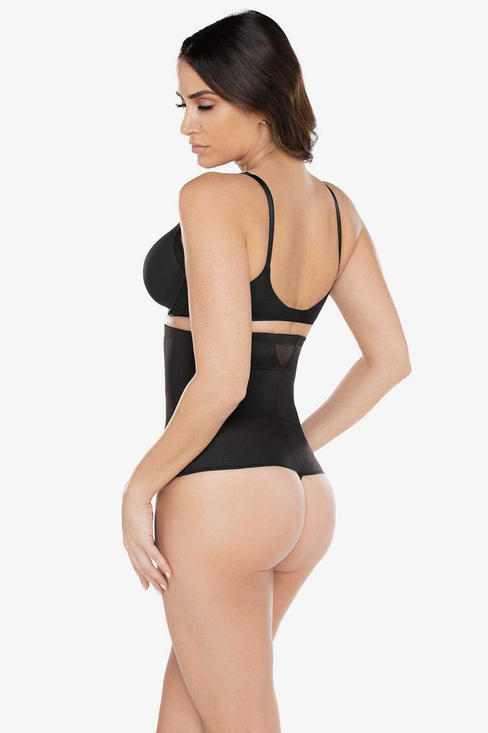 Sheer Extra Firm Hi-Waist Thong Black