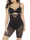 Extra Firm Sexy Sheer Shaping Hi- Waist Thigh Slimmer Black