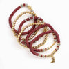Howdy Bead Bracelet Stack   Maroon/Gray/Gold   7"