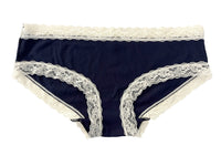 Rib Modal Cheeky With Contrast Lace Navy