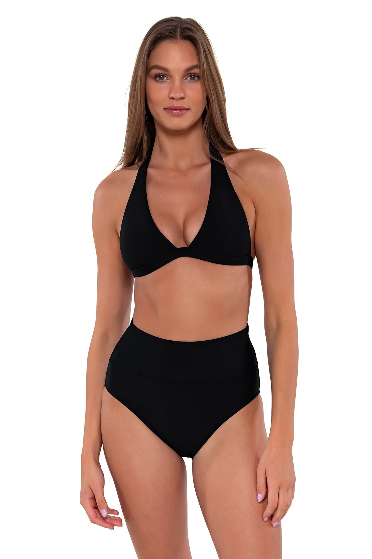 Sunsets Black Hannah High Waist Bottom