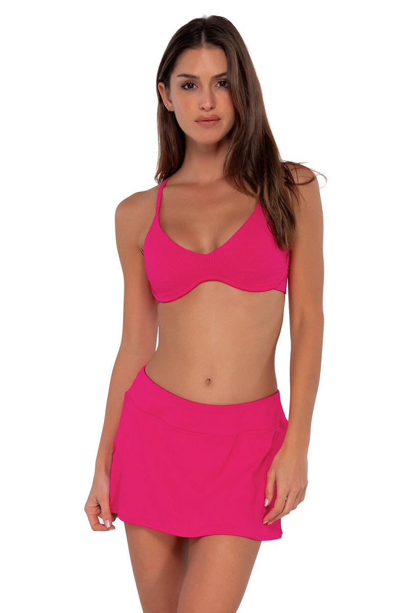 Sporty Swim Skirt- Begonia Sandbar Rib