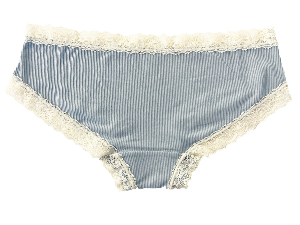 Rib Modal Cheeky With Contrast Lace Navy