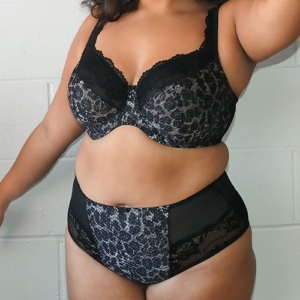 Serena Lace leopard Bra Black