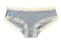 Rib Modal Cheeky With Contrast Lace Blue Fog