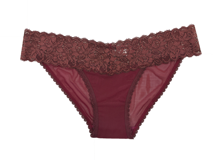 Mesh and Lace Classic Cheeky Burgundy