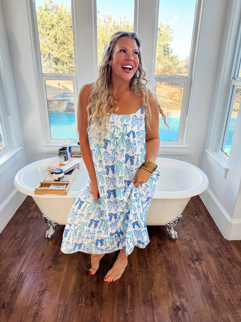 Caroline Night Dress (Blue Bow)