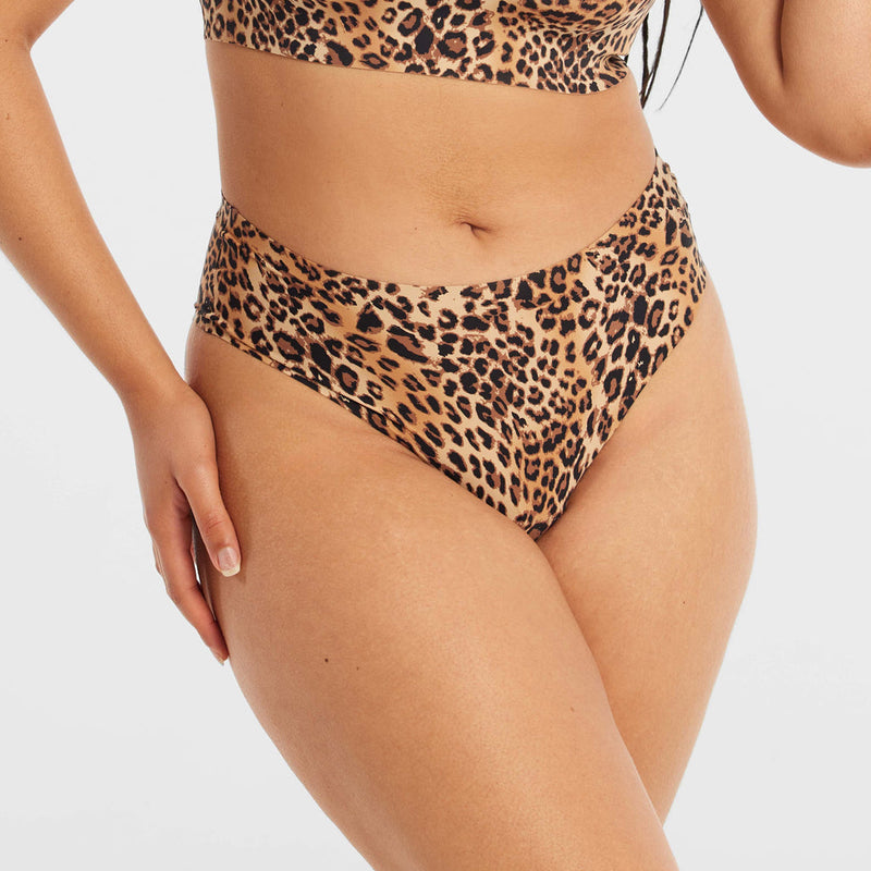 High Waisted Thong Leopard