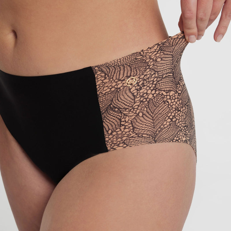 Evelyn and Bobbie High Waist Retro Bikini Black Lace