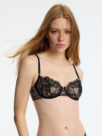 Entice Balconette Bra-Black Leopard Print