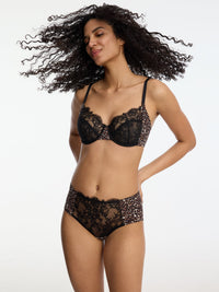 Entice Brief Black Leopard