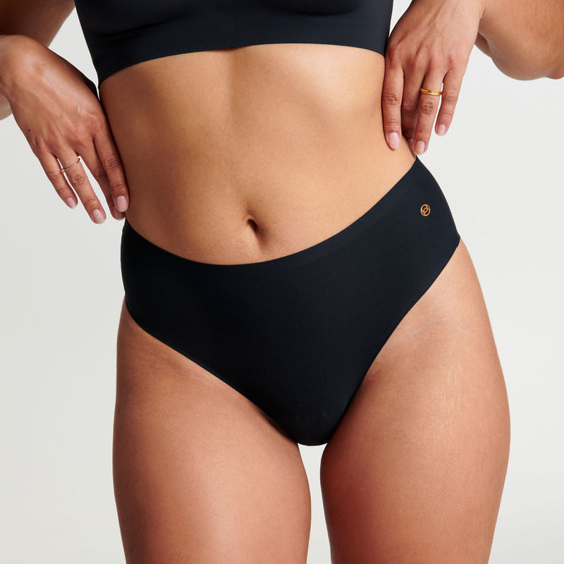 Evelyn and Bobbie High Waisted Thong Black