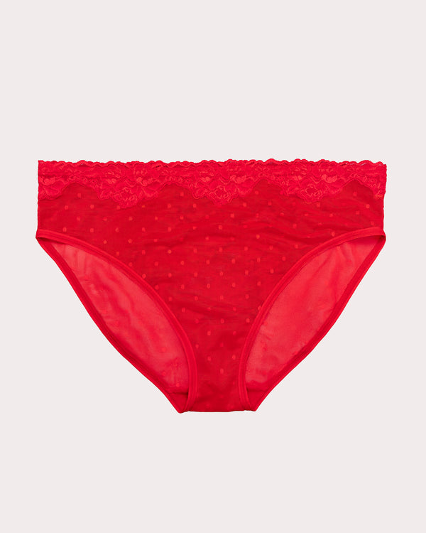 Curvy Couture Sheer Whisper High Cut Brief Diva Red