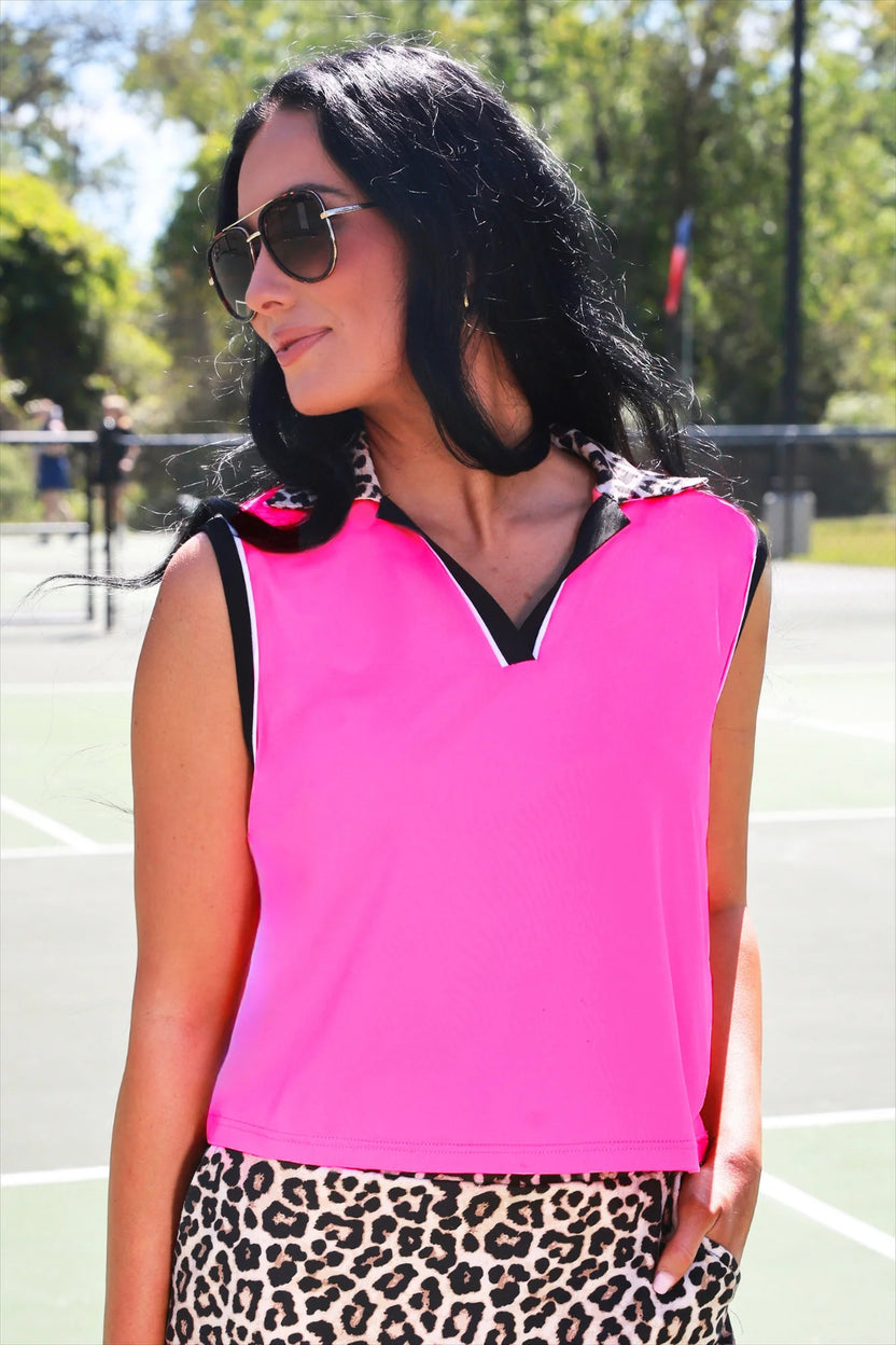 Everyday Polo Tank Neon Pink Safari Chic