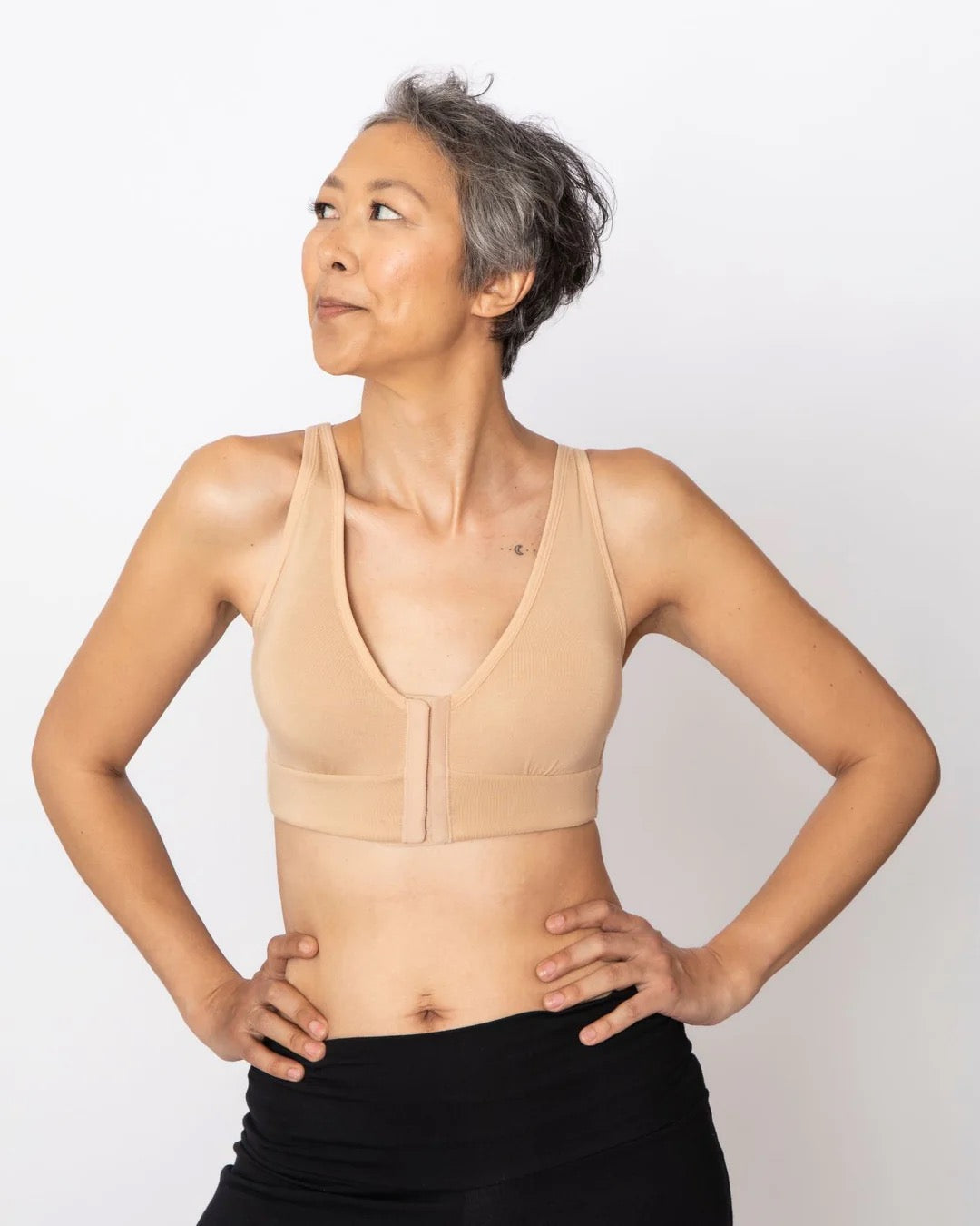 AnaOno Rora Pocketed Front Closure Bra Sand