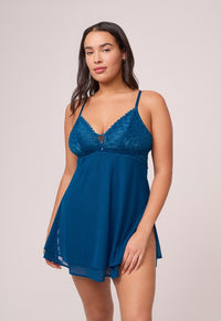 Lacy Babydoll Set Peacock