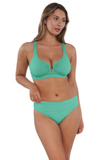 Aqua Mist Sandbar Rib Vienna V Wire Swim Top