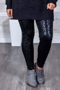 Black Compressed Leopard Leggings