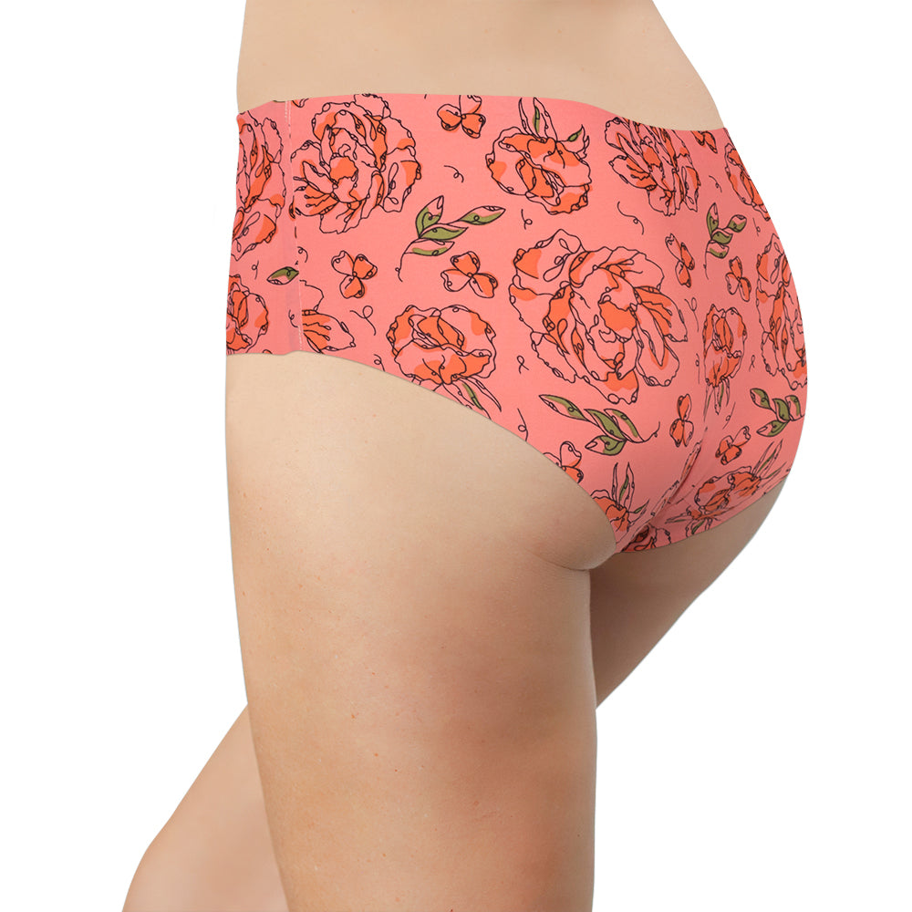 Pink Sketch Floral No Show Laser Cut Hipster