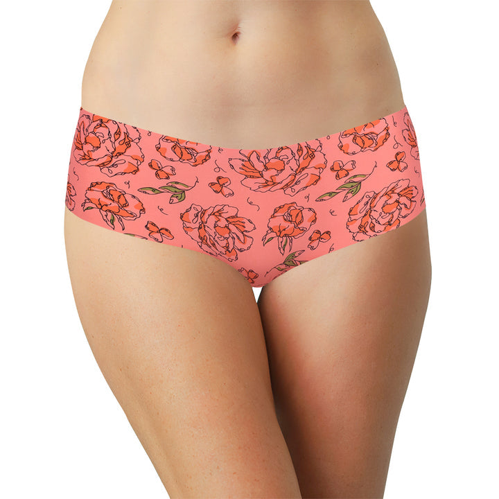 Pink Sketch Floral No Show Laser Cut Hipster