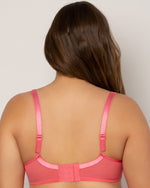 Sheer Mesh Plunge T-Shirt Bra -Sun Kissed Coral