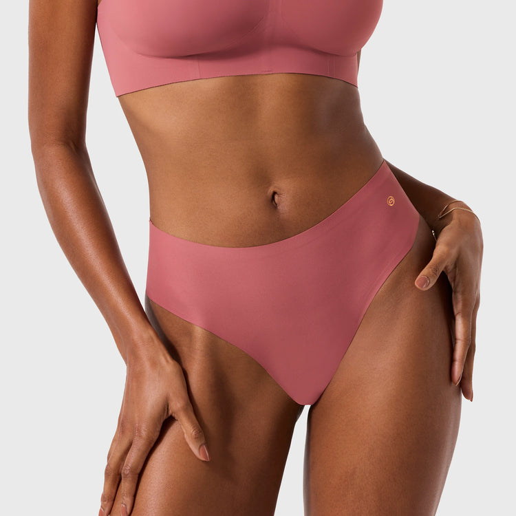 High Waisted Thong Pink Canyon