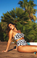 Ella Bandeau Bikini Top-Almafi Print
