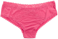 Modal Hipster Crossed Lace Trim Fuchsia