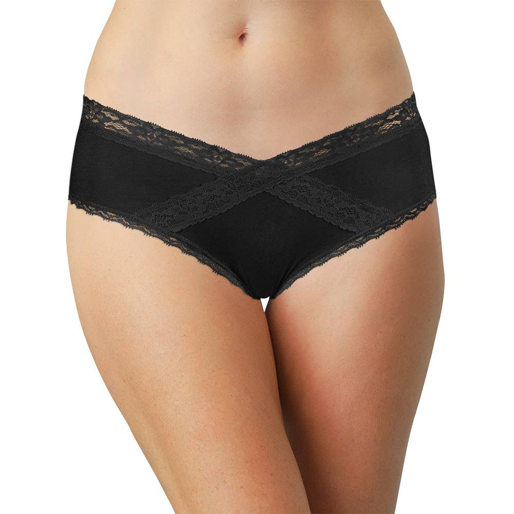 Modal Hipster Crossed Lace Trim Fuchsia