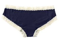 Rib Modal Cheeky With Contrast Lace Navy